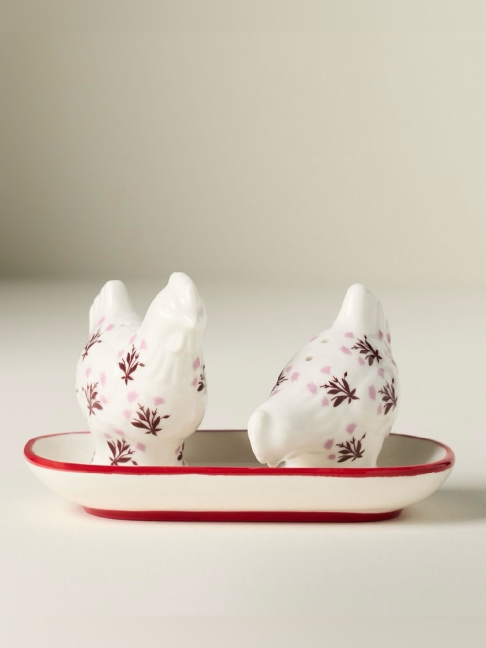 Hand Painted Floral Millie Stoneware Farm Chic Salt & Pepper Shakers Set